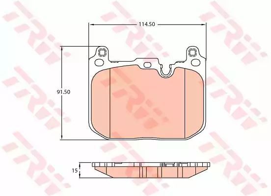 Klocki hamulcowe przód MINI COOPER 14- 114,5x91,5x15 TRW GDB2137