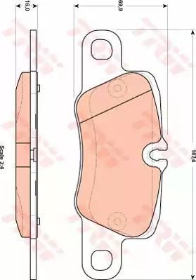 Klocki hamulcowe tył Porsche 911 PANAMERA 3,0-4,8 09- 187,4x69,9x16 BREMBO TRW GDB1849