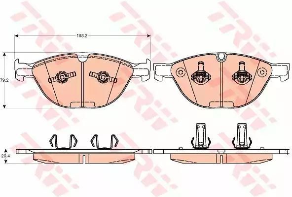 Klocki hamulcowe przód BMW 5 6 5,0 04-10 193,2x79,2x20,4 ATE TRW GDB2026