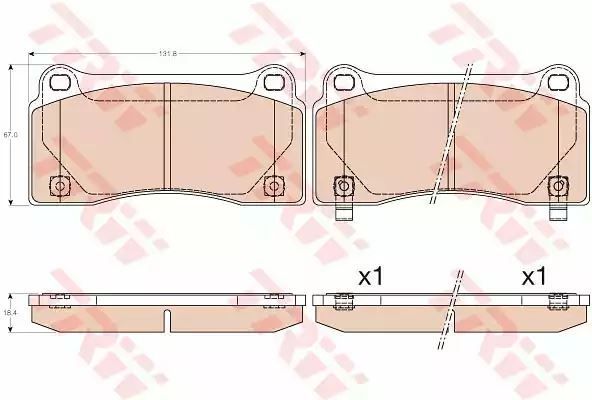 Klocki hamulcowe tył Nissan GT-R 3,8 V6 07- 131,8x67x18,4 BREMBO TRW GDB3573