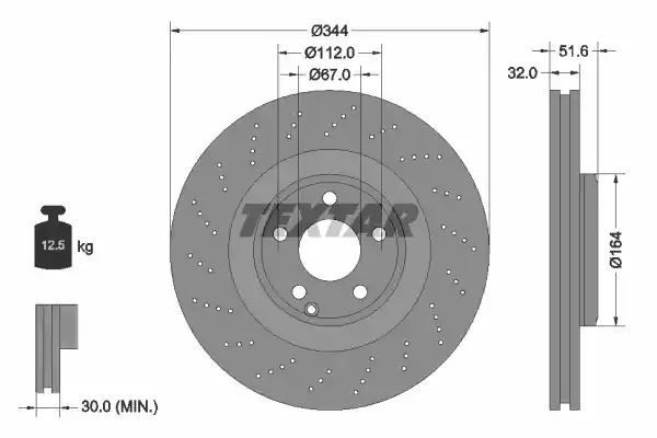 TARCZA HAM. DB P. X218 3,0-3,5 AMG 12- Textar 92289905