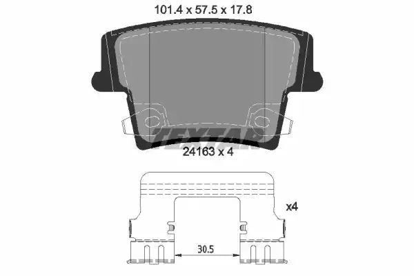 Klocki hamulcowe tył Chrysler 300 C 2,7-6,0 04- z czujnikiem BOSCH 101,2X57,5X17,8 Textar 2416303