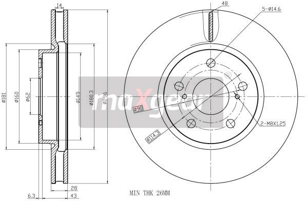 TARCZA HAMULCOWA PRZÓD LEXUS IS 05- MaXgear 19-2281
