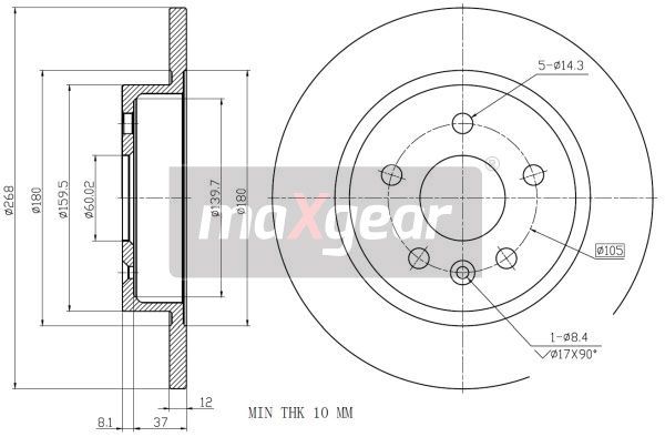 TARCZA HAMULCOWA TYŁ OPEL ASTRA 09- koła 15 CALI MaXgear 19-2333