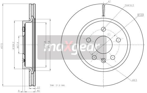 TARCZA HAMULCOWA TYŁ OPEL INSIGNIA 08- FELGI 17 18 MaXgear 19-2368