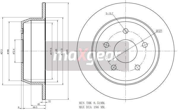 TARCZA HAMULCOWA TYŁ JEEP GRAND CHEROKEE 99- MaXgear 19-2544
