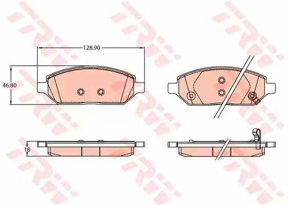 Klocki hamulcowe tył Opel KARL 1,0 15- TRW z czujnikiem 128,9x46,8x18 TRW GDB2135