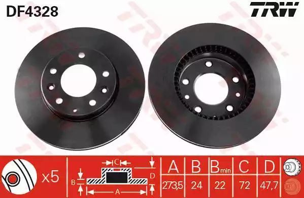 Tarcza hamulcowa przód Mazda 323 626 6 PREMACY 98-07 TRW DF4328