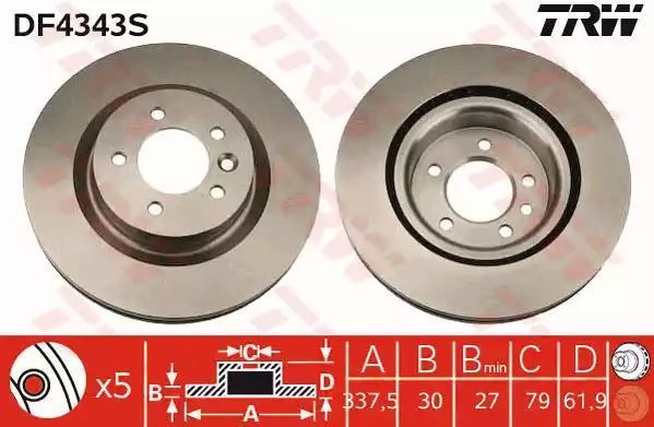 Tarcza hamulcowa przód Land Rover DISC TRW DF4343S