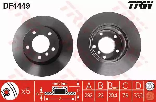 Tarcza hamulcowa przód BMW E87 04- TRW DF4449