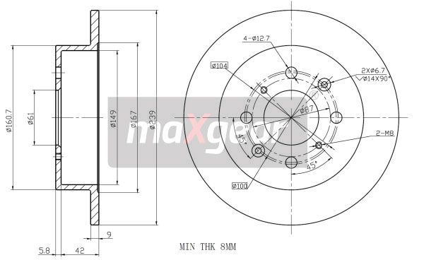 TARCZA HAMULCOWA TYŁ HONDA CIVIC 91- Z POWŁOKĄ ANTYKOROZYJNĄ MaXgear 19-0922MAX