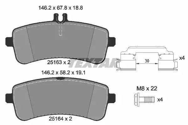 Klocki hamulcowe tył Mercedes AMG KLASA S W222 C217 A217 4,0-6,0 13- Textar 2516302