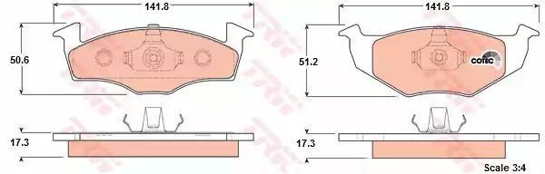 Klocki hamulcowe przód POLO 94-01 LUPO FABIA 1,2 TARCZA 239MM bez czujnika TRW GDB1274