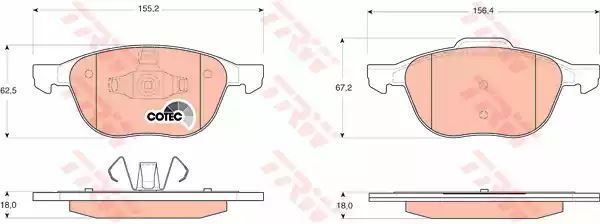 Klocki hamulcowe prz��d Ford FOCUS 04- 11- Mazda Volvo TRW GDB1583