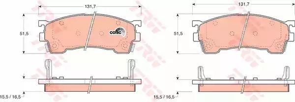 Klocki hamulcowe przód Mazda 626 91- PROBE 323 98- TRW GDB1139