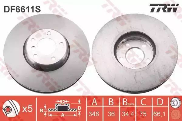 Tarcza hamulcowa przód BMW F10 F11 F12 F13 F01 F02 F06 F07 LE 348MM TRW DF6611S