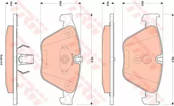 Klocki hamulcowe przód BMW F10 10- 525-535 TRW GDB1854