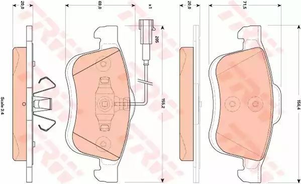 Klocki hamulcowe przód Fiat DOBLO 10- z czujnikiem TRW GDB1865