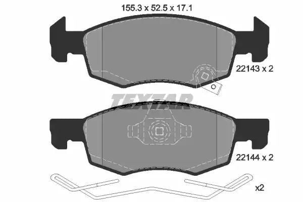 Klocki hamulcowe przód Opel CORSA 1,0-1,4 14- z czujnikiem 155,3x52,5x17,1  Textar 2214301