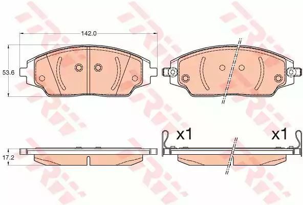 Klocki hamulcowe przód Chevrolet AVEO 1,2-1,6 11-  142x53,6x17,2 TRW GDB3579