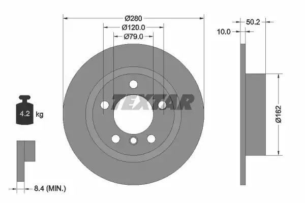 Tarcza hamulcowa tył MINI COUNTRYMAN PACEMAN 10- 279,8x10 Textar 92238703