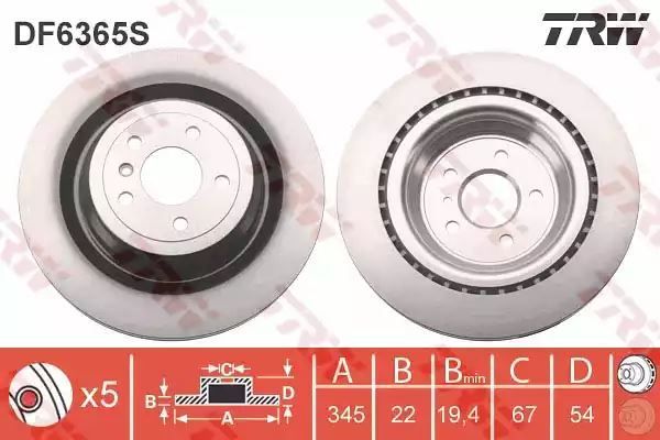 Tarcza hamulcowa tył Mercedes X166 W166 11- 345x22 TRW DF6365S