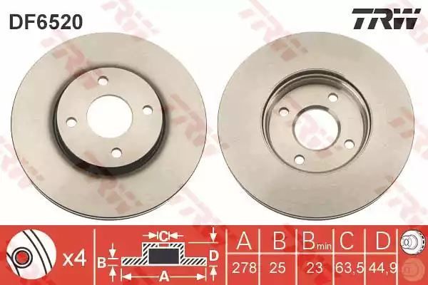 Tarcza hamulcowa przód Ford FIESTA ST150 05-08 TRW DF6520