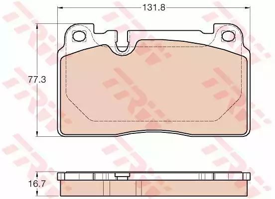 Klocki hamulcowe przód Audi A6 A7 Q5 2,0-3,0 TDI QUATTRO 12- 131,8x77,3x16,7 TRW GDB1974