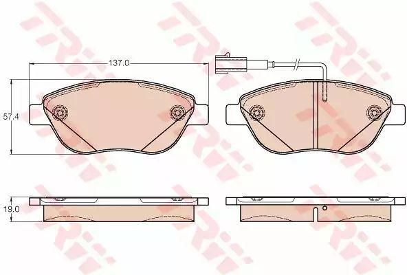 Klocki hamulcowe przód Fiat STILO 1,9D DOBLO 10- z czujnikiem TRW GDB2001