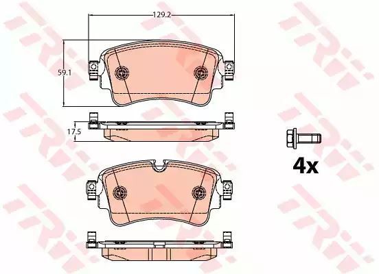 Klocki hamulcowe tył Audi A4 Q7 1,4-3,0 15- TRW 129,2x59,1x17,5 TRW GDB2132