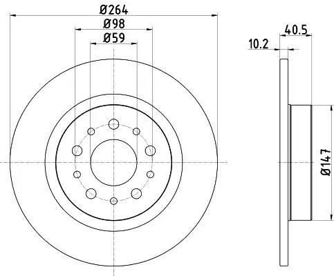 Tarcza hamulcowa tył Fiat 500L 1,4-1,6 13- 264x10,2 Textar 92271703