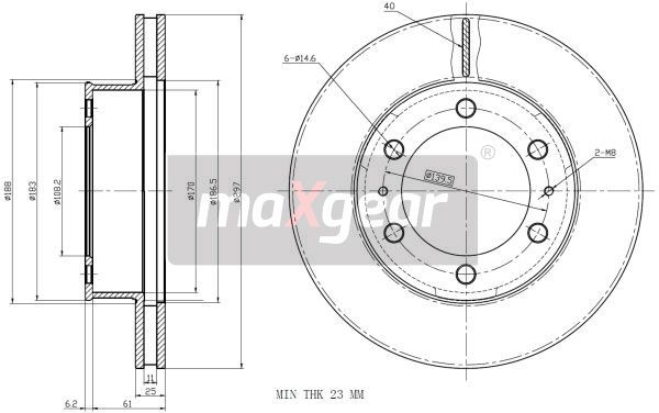 TARCZA HAMULCOWA PRZÓD TOYOTA HI-LUX 06- MaXgear 19-2350