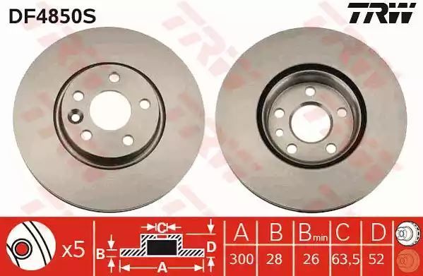 Tarcza hamulcowa przód Ford GALAXY MONDEO S-MAX 1,6-2,5 06-15 300X28 5 OTWORÓW GWINT 15,75 TRW DF4850S