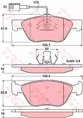 Klocki hamulcowe przód Alfa Romeo 166 MAREA TRW GDB1362