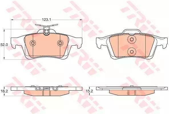 Klocki hamulcowe tył Ford C-MAX FOCUS 1,0-2,0 10- 123,1x52x16,2 ATE TRW GDB2033