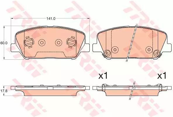 Klocki hamulcowe przód KIA CEED CERATO PRO CEED 1,0-1,6 12- z czujnikiem 141x60x17,8 SUMITOMO TRW GDB3582