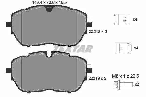 Klocki hamulcowe przód Peugeot 308 1,6-2,0 14- Textar 2221801