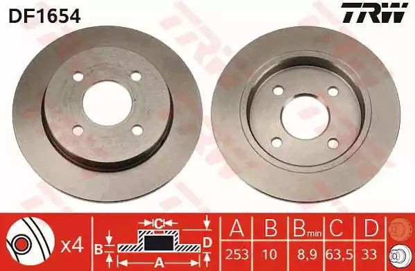 Tarcza hamulcowa tył Ford FOCUS TRW DF1654