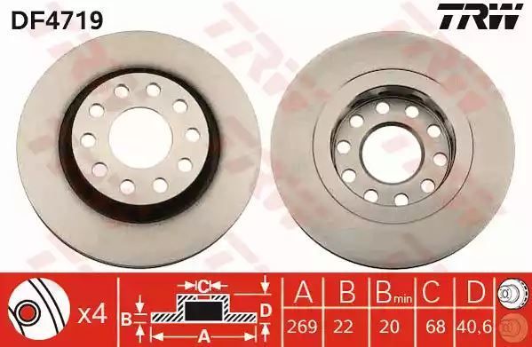 Tarcza hamulcowa tył Audi A6 97-05 TRW DF4719