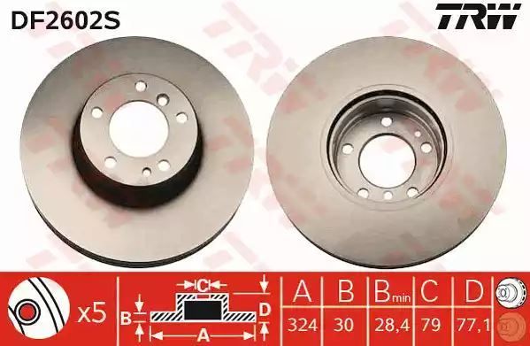 Tarcza hamulcowa przód BMW E38 39 94- TRW DF2602S