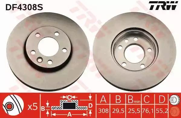 Tarcza hamulcowa przód T5 03- TRW DF4308S