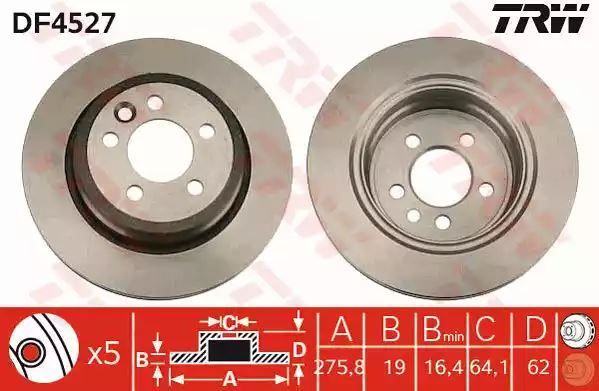 Tarcza hamulcowa tył MG MG 6 10- MG 7 07- MG ZT 03-05 TRW DF4527