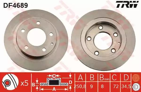 Tarcza hamulcowa tył Mazda 323 TRW DF4689