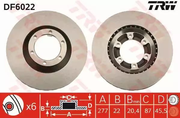 Tarcza hamulcowa przód Hyundai GALLOPER 91-03 TRW DF6022