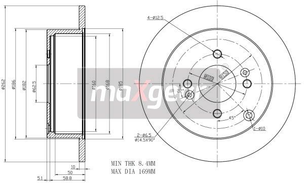 TARCZA HAMULCOWA TYŁ KIA RIO 05- GETZ 03- Z POWŁOKĄ ANTYKOROZYJNĄ MaXgear 19-1842MAX