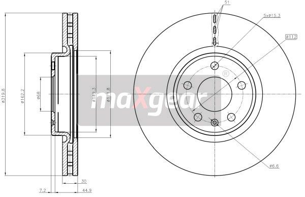 TARCZA HAMULCOWA PRZÓD A4 A5 07- Q5 A6 09- 320X30 MaXgear 19-2252