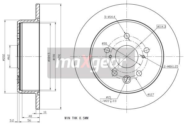 TARCZA HAMULCOWA TYŁ LEXUS IS 05- MaXgear 19-2278