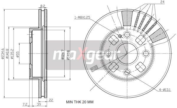 TARCZA HAMULCOWA PRZÓD MAZDA 323 98- MaXgear 19-2540
