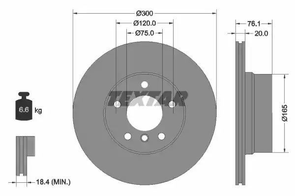 Tarcza hamulcowa tył BMW E82 88 07- 299,9x20  Textar 92199503
