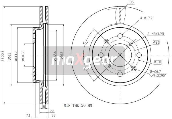 TARCZA HAMULCOWA PRZÓD SUZUKI SWIFT 10- MaXgear 19-3200
